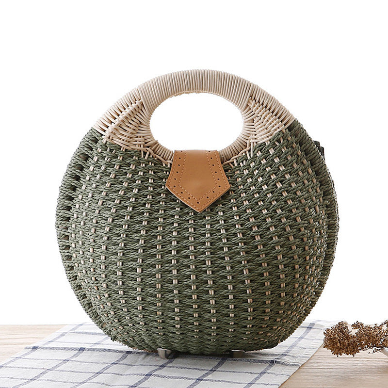 Sara – Runde Damenhandtasche aus Rattan