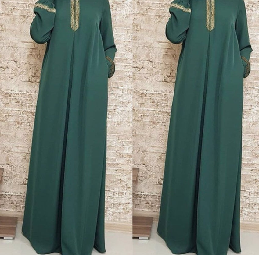 Angela – Plus Size Bedrucktes Abaya Jilbab Muslim Maxi Kleid