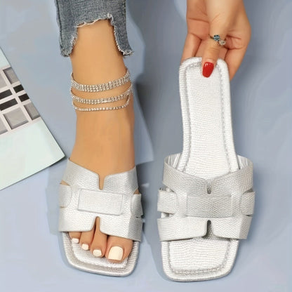 Helen – Flache Sandalen mit quadrater Zehenpartie und hohlem Design für Damen