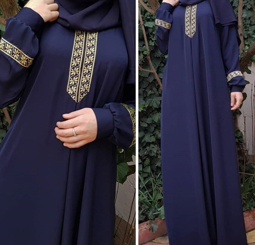 Angela – Plus Size Bedrucktes Abaya Jilbab Muslim Maxi Kleid