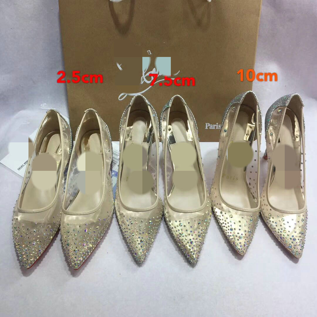 Megan – Transparente Damen Pumps mit Strass und spitzem Absatz