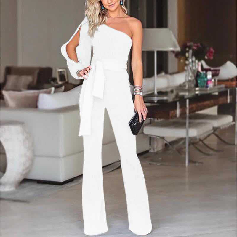 Sue – Hochtaillierter Slim One-Shoulder Jumpsuit