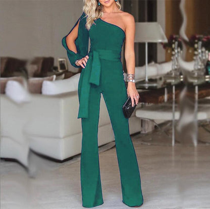 Sue – Hochtaillierter Slim One-Shoulder Jumpsuit