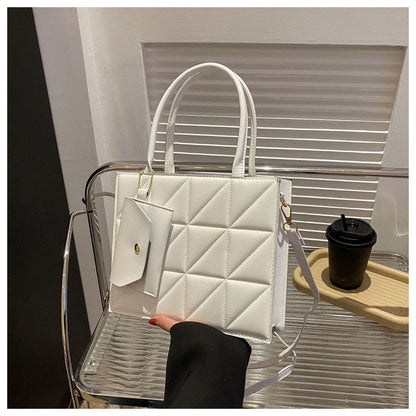 Janet – Elegante tragbare quadratische Damenhandtasche mit Karo-Muster und kleinem Wallet