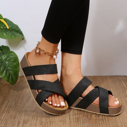 Marion – Geflochtene Cross-strap Hausschuhe Sommer Plattform Sandalen für Frauen