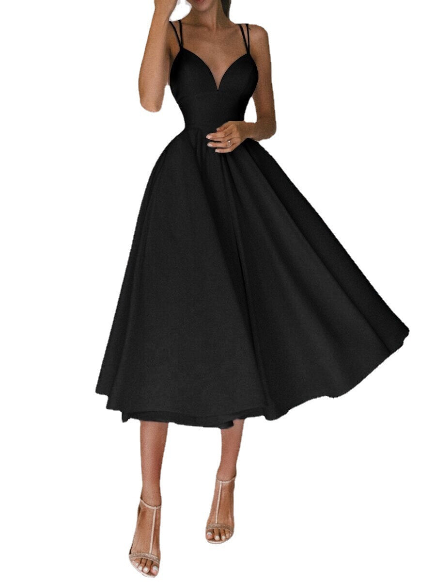 Barbara – Sexy V-Ausschnitt Trägerkleid Sommermode A-Linie Lange Kleider für Damen