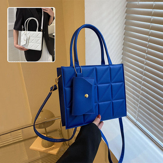 Janet – Elegante tragbare quadratische Damenhandtasche mit Karo-Muster und kleinem Wallet