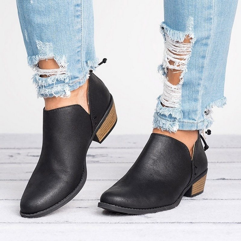 Sandra – Retro Hochhackige Ankle Boots für Damen