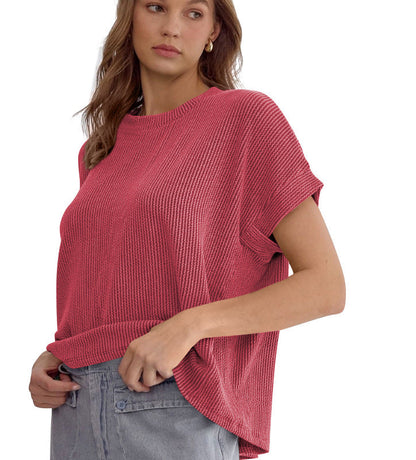 Victoria – Gestreiftes, kurzärmeliges T-Shirt mit Batwing-Ärmeln für Damen