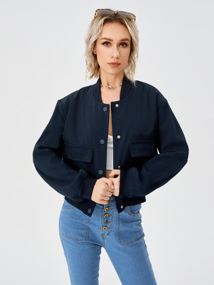 Jessica – Leichte cropped Bomberjacke für Damen mit Taschen im Casual-Stil