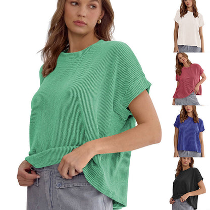 Victoria – Gestreiftes, kurzärmeliges T-Shirt mit Batwing-Ärmeln für Damen