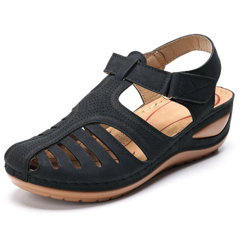 Joy – Retro Wedge-Sandalen mit runder Zehenform für Frauen