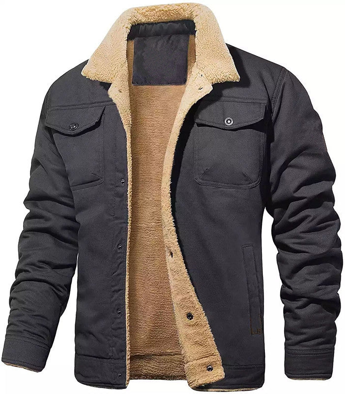 Rhys – Mid-lange Herrenjacke mit Kapuze und Fleece-Futter