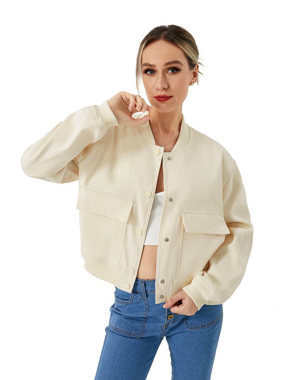 Jessica – Leichte cropped Bomberjacke für Damen mit Taschen im Casual-Stil