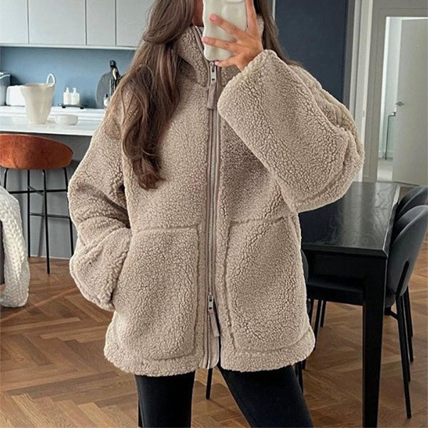 Michelle – Winter-Lapel-Nahtjacke mit Taschen aus hochwertigem Fleece für Damen