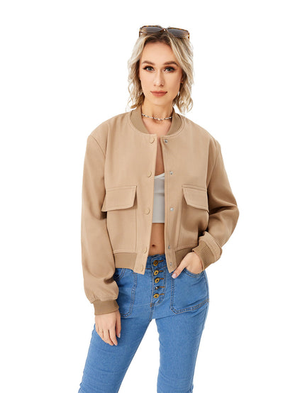 Jessica – Leichte cropped Bomberjacke für Damen mit Taschen im Casual-Stil