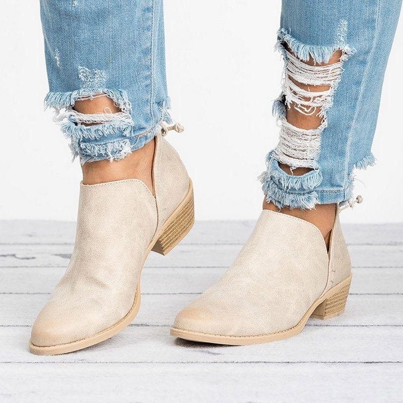 Sandra – Retro Hochhackige Ankle Boots für Damen