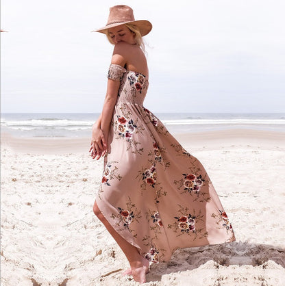 Tracy – Langes Boho-Kleid für Damen mit schulterfreiem Design für den Sommer