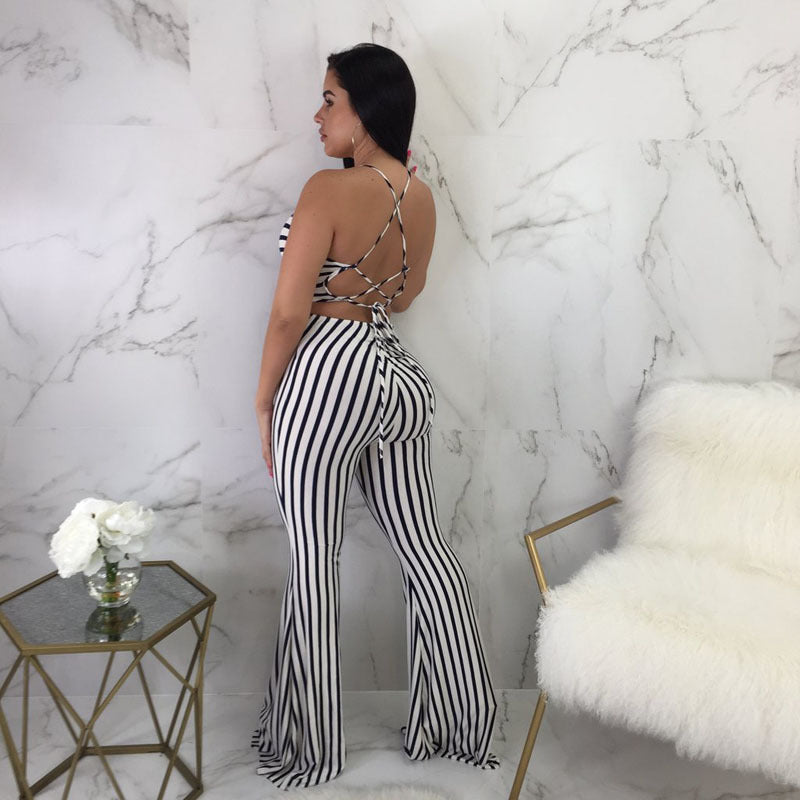 Phoebe – Gestreifter Taillierter Jumpsuit für Frauen