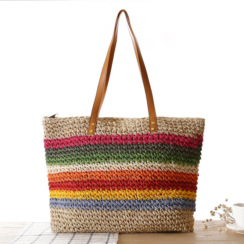 Sandra – Handgefertigte Rattan Strandtasche für Damen