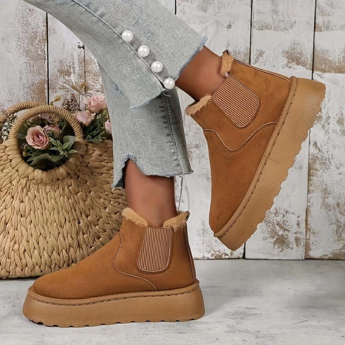 Claire – Modische flache Winterstiefel mit dickem Baumwollsohle und warmem Plüsch für Damen