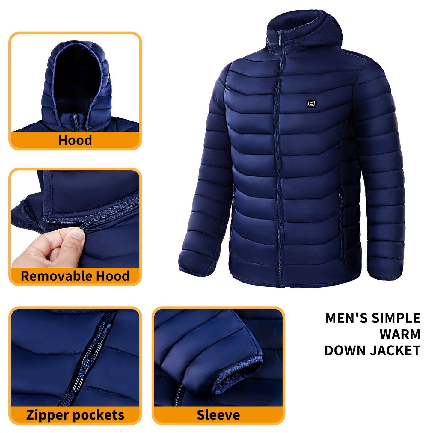 Dean – Elektrische beheizte Herren-Puffjacke mit Kapuze