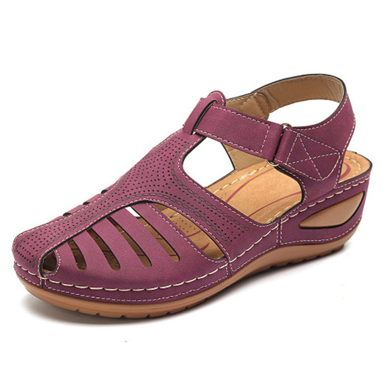 Joy – Retro Wedge-Sandalen mit runder Zehenform für Frauen