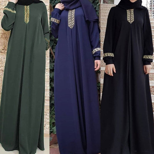 Angela – Plus Size Bedrucktes Abaya Jilbab Muslim Maxi Kleid