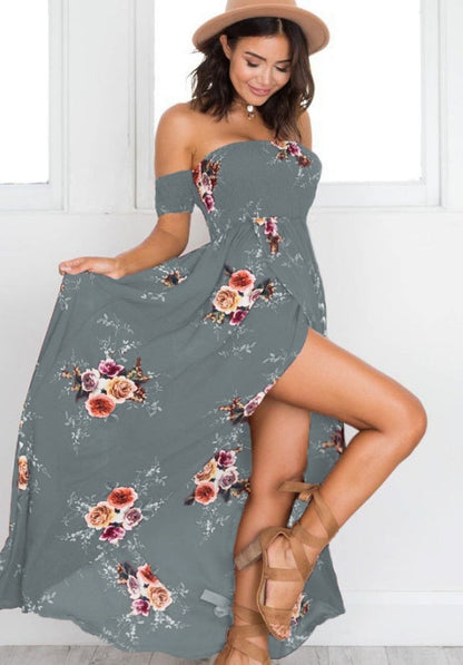 Tracy – Langes Boho-Kleid für Damen mit schulterfreiem Design für den Sommer