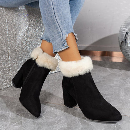 Shannon – Plüsch Ankle Boots mit Karomuster für Damen