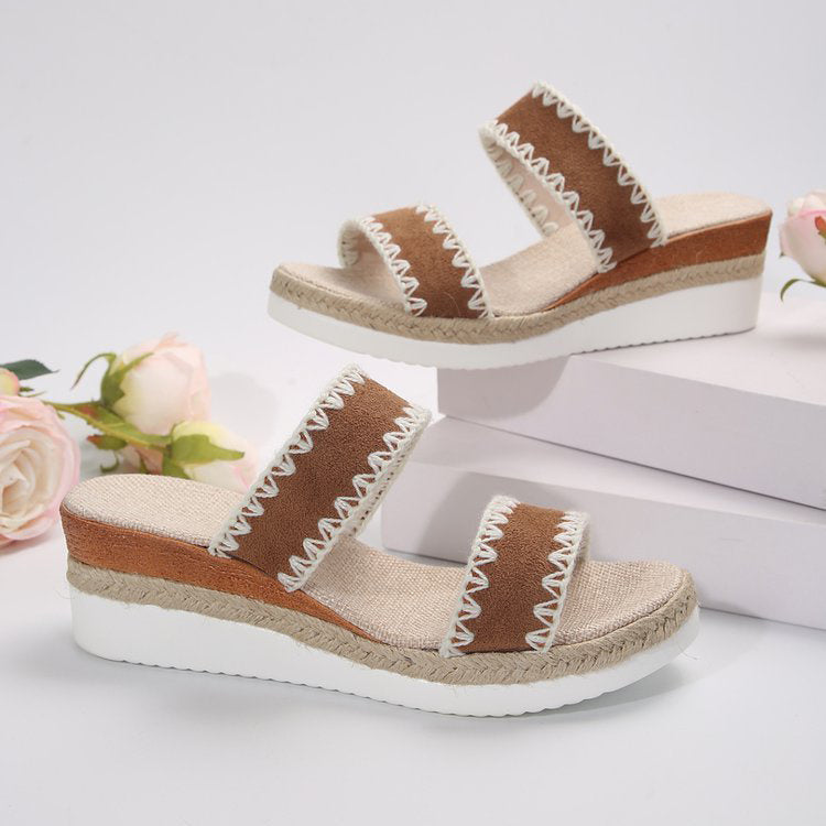 Shirley – Wedge-Sandalen im ethnischen Stil aus Hanfseil für Damen