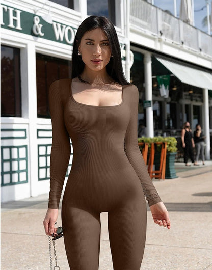 Tracy – Nahtloser Langarm-Jumpsuit mit shaping Effekt für Yoga und Sport