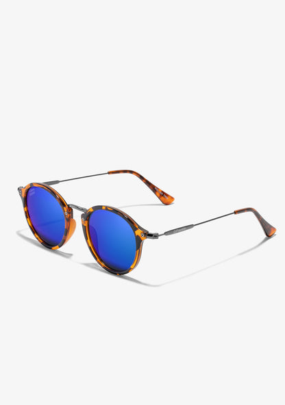 Lee – Runde Sonnenbrille mit Schildpattmuster und Polarisierten Blauen Spiegelgläsern – Stilvoll und UV-Schutz