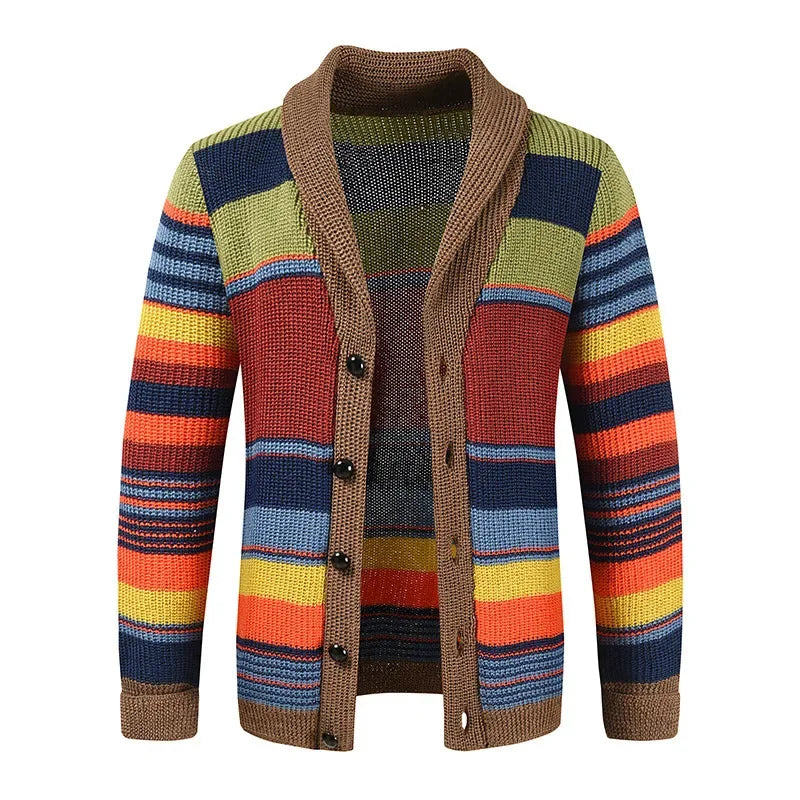 Dale – Multicolor Herrenstrickjacke mit Retro-Design