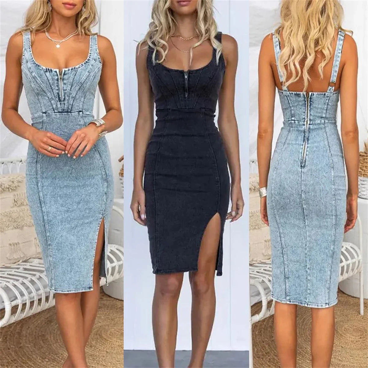 Jane – Ärmelloses Retro-Denim-Kleid für Damen