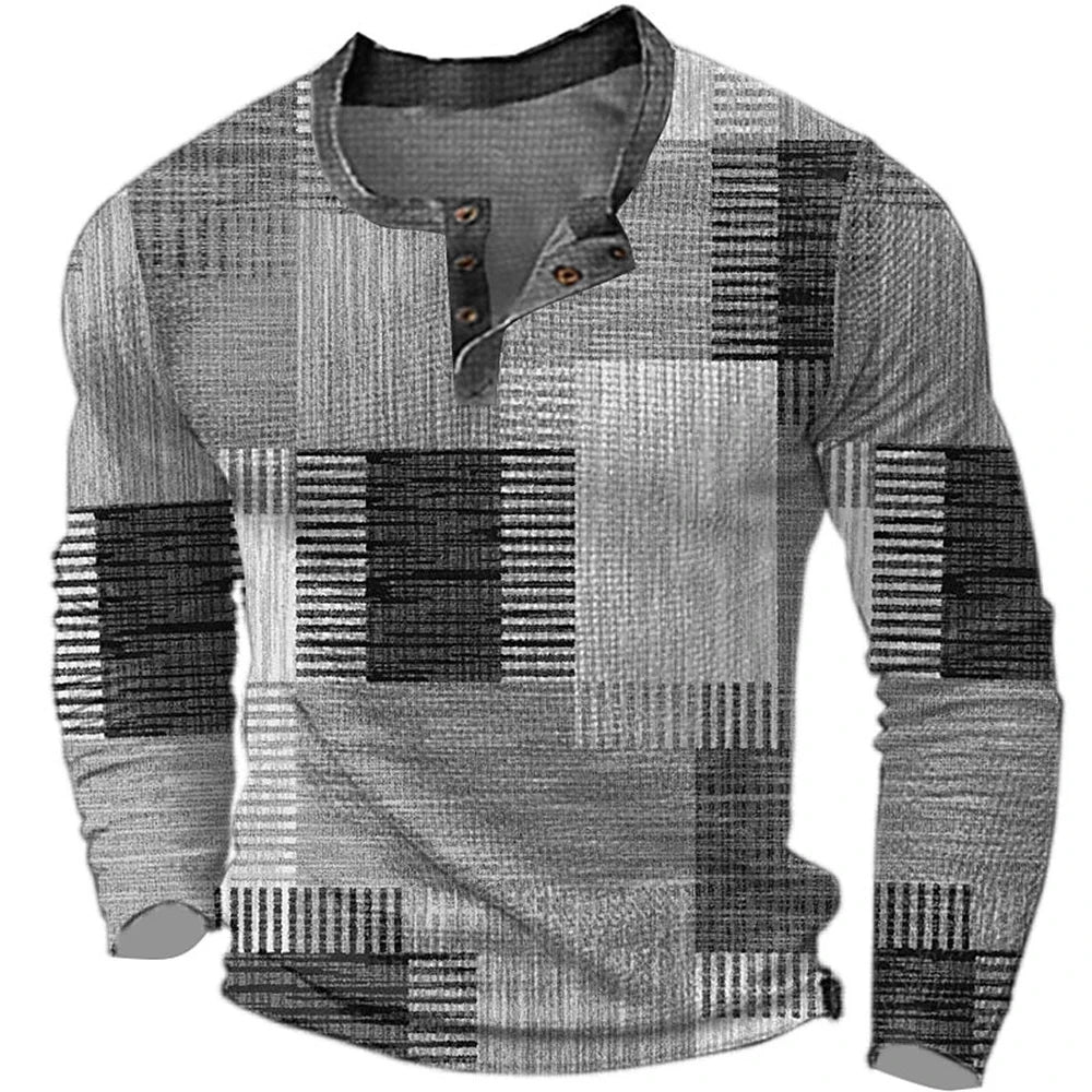 Ken – Herren Colorblock Grafik Henley Shirt