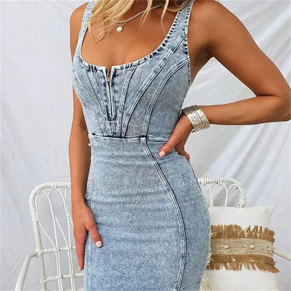 Jane – Ärmelloses Retro-Denim-Kleid für Damen