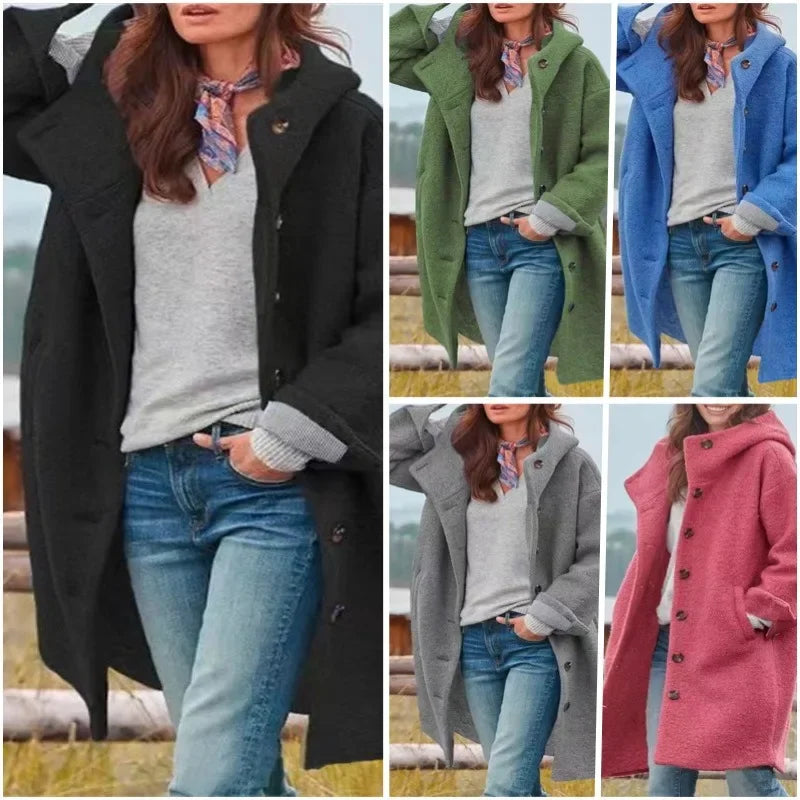 Kimberley – Plüsch-Hoodie-Cardigan-Mantel für Damen