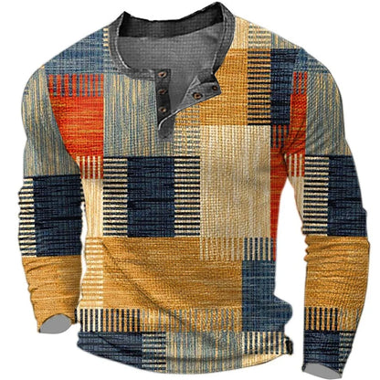 Ken – Herren Colorblock Grafik Henley Shirt