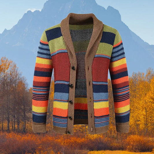 Dale – Multicolor Herrenstrickjacke mit Retro-Design