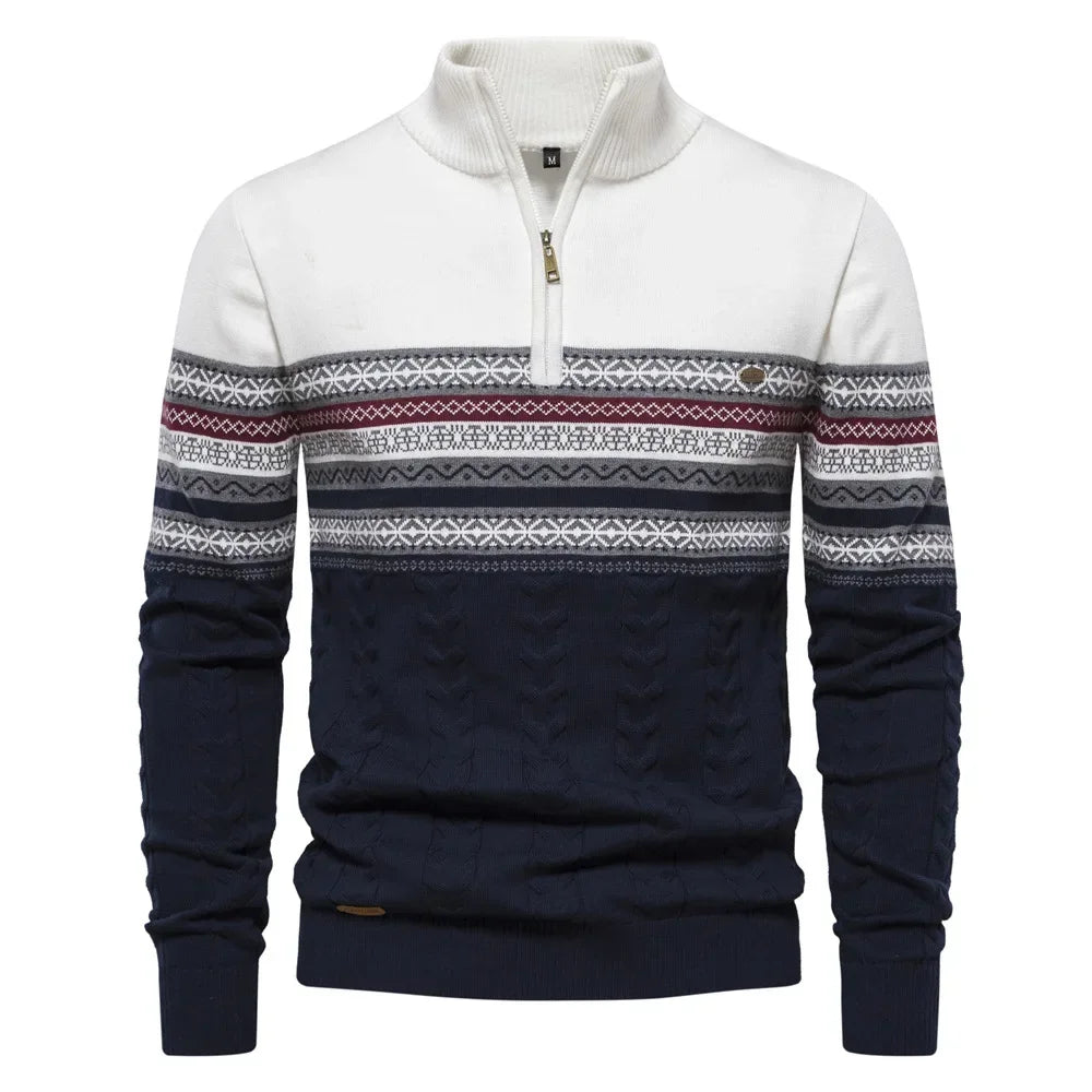 John – Gestreifter Herrenrollkragenpullover