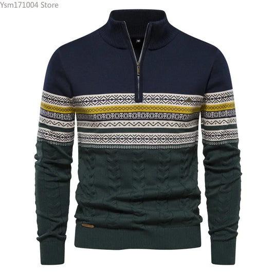 John – Gestreifter Herrenrollkragenpullover