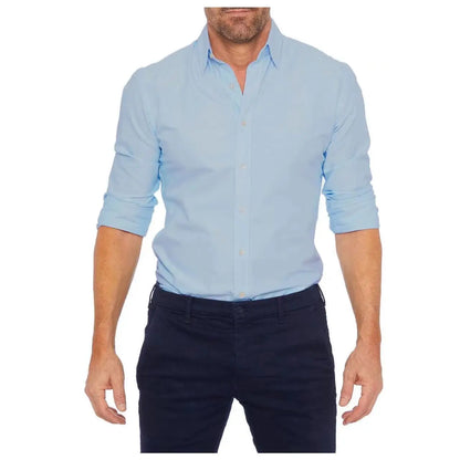 Max – Herren-Oxfordhemd in Hellblau – Slim-Fit Button-Top mit Stilvoller Reißverschlussleiste