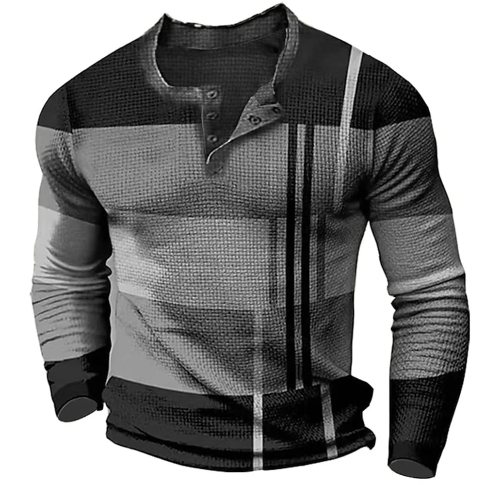 Ken – Herren Colorblock Grafik Henley Shirt