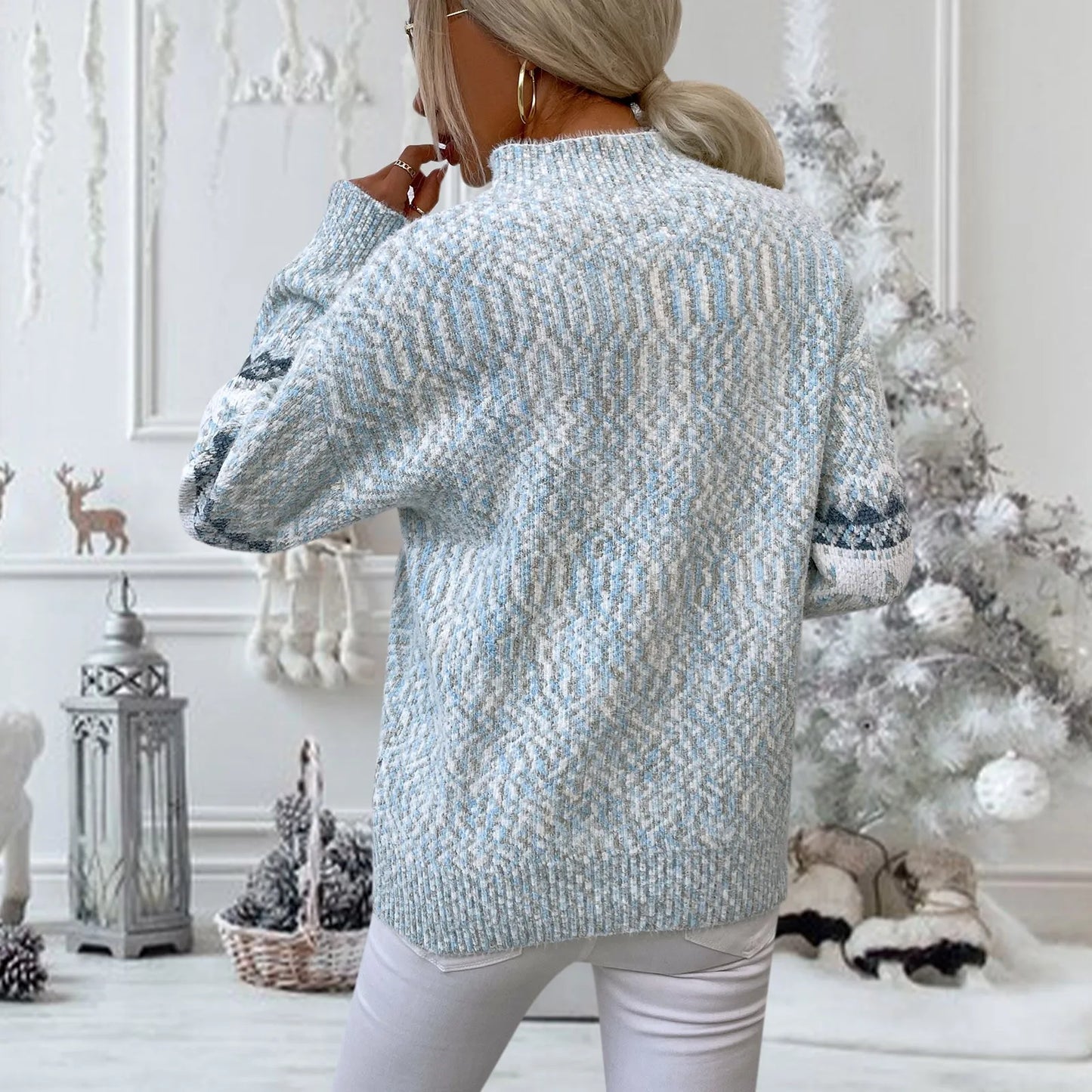 Ruby – Vintage Damenpullover mit Schneeflockenmuster