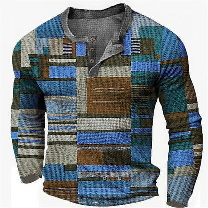 Ken – Herren Colorblock Grafik Henley Shirt