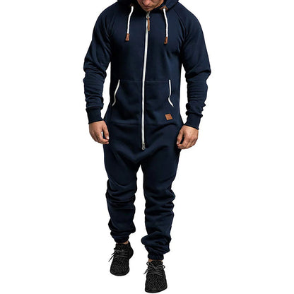 Larry – Herren-Kapuzenfleece-Overall mit Kängurutaschen