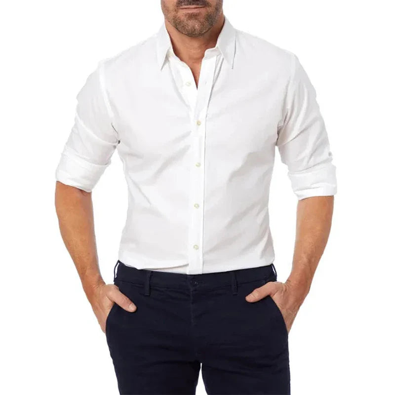 Max – Herren-Oxfordhemd in Hellblau – Slim-Fit Button-Top mit Stilvoller Reißverschlussleiste