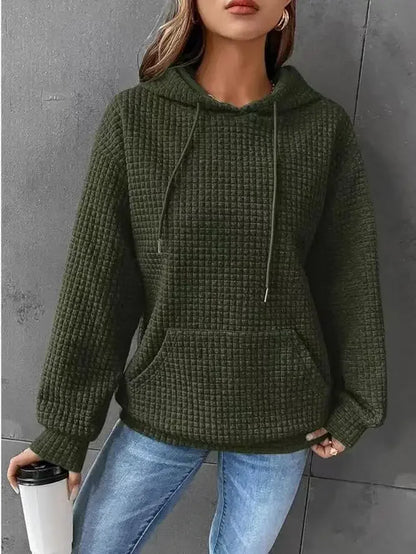 Lucy – Damen Strukturiertes Hoodie in Rosenrosa – Lässiger Waffelpullover mit Kängurutasche