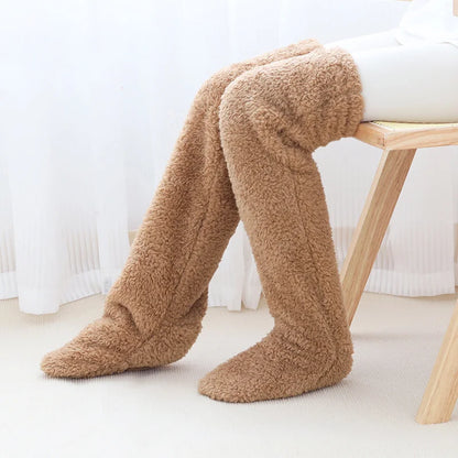 Lauren – Flauschige Overknee-Socken für Damen mit ultraweichem Plüschstoff